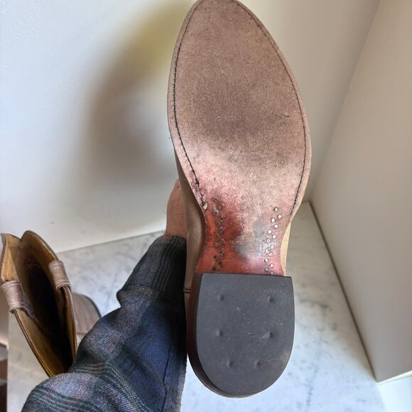 Nocona Handcrafted USA Western Boots Distressed Leather Light Brown Men’s 13 D main image 4